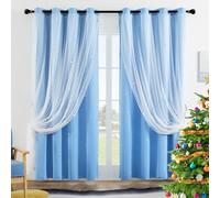 GAIFNAG 1Pc Estrella Cortinas 100 x 170 cm Estrella Diseño Cortina de Princesa I Room Darking - Bloques 80-95% Light Cortina Opaca para Habitación para Habitacion de Niños, Azul