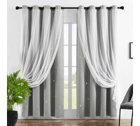 GAIFNAG 1Pc Estrella Cortinas 100 x 200 cm Reducción de Sonido y Calor para El Dormitorio Que Lavaba Visillos Translucidas Salon para Habitacion de Niños, Gris