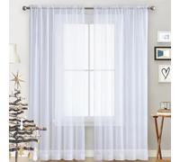 GAIFNAG Cortina Cocina Tranaparente 70 x 240 cm Aislantes Frío Calor Luz Cortinas Largas con Ojales Cortinas Dormitorio Visillos para Decoración de Bodas, Blanco