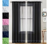 GAIFNAG Cortina Cocina Translúcida 90 x 190 cm Anti Luz Cortina Termica Aislantes Frio y Calor para Salon Cortina de Gasa, Cortina Opaca Ventana para Ventanas Salon/Cocina, Negro