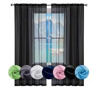 GAIFNAG Cortina Gradiente Translúcida Ojales 190 x 160 cm Aislantes Frío Calor Luz Cortinas Largas con Ojales Cortinas Salon Moderno, Cortinas Dormitorio para Decoración de Bodas, Negro