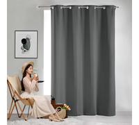 GAIFNAG Cortina Habitacion Opaca Termica 80 x 90 cm Visillo Suave Poliéster para Ventanas Balcon Color Moderna con Ojales, Cortina Dormitorio Opaca para Ventanas Salon/Cocina, Gris Oscuro