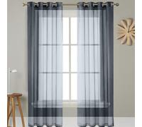 GAIFNAG Cortinas de Lino Visillo Translúcido 100 x 190 cm Anti Luz Cortina Termica Aislantes Frio y Calor para Salon Cortinas Opacas Cortinas para Fiesta, Telón de Fondo, Gris