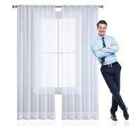 GAIFNAG Cortinas de Lino Visillo Translúcido 70 x 230 cm Cortinas con Aspecto de Lino, Modernas de Lino Aspecto Cortinas Dormiotorio Cortinas Opacas para Decoración de Bodas, Blanco