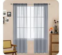 GAIFNAG Cortinas de Salon Modernas 90 x 230 cm Cortinas con Aspecto de Lino, Modernas de Lino Aspecto Cortinas Dormitorio Visillos para Decoración de Bodas, Gris Claro