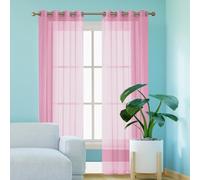 GAIFNAG Cortinas Poliéster Translucida 150 x 145 cm Cortinas con Aspecto de Lino, Modernas de Lino Aspecto Visillos Blancos Translúcidas para Decoración de Bodas, Rosa