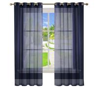GAIFNAG Cortinas Poliéster Translucida 250 x 255 cm Anti Luz Cortina Termica Aislantes Frio y Calor para Salon Lino Cortinas Dormitorio para Decoración de Bodas, Azul Oscuro