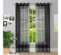 GAIFNAG Cortinas Salon Modernas Cortinas Cortas 150 x 240 cm Cortinas con Aspecto de Lino, Modernas de Lino Aspecto Cortinas Dormiotorio Cortinas Opacas para Fiesta, Telón de Fondo, Negro