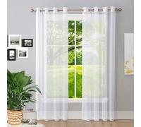 GAIFNAG Cortinas Salon Modernas Translucidas 180 x 200 cm Cortinas con Aspecto de Lino, Modernas de Lino Aspecto Visillos Translúcida Poliéster para Ventanas Salon/Cocina, Blanco