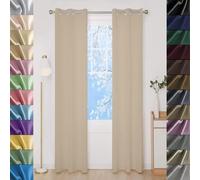 GAIFNAG Cortinas Termicas Aislantes Frio y Calor 80 x 220 cm Visillo Suave Poliéster para Ventanas Balcon Color Moderna Cortinas Grises 1 Piezas para Ventanas Salon/Cocina, Caqui