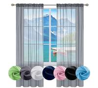 GAIFNAG Juego de Cortinas de Lino Translúcido 100 x 170 cm con Ojales Anti Luz Cortina Termica Aislantes Frio y Calor Visillos de Dormitorio Moderno para Decoración de Bodas, Gris Claro
