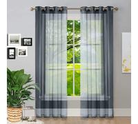 GAIFNAG Juego de Cortinas de Lino Translúcido 220 x 120 cm con Ojales Anti Luz Cortina Termica Aislantes Frio y Calor Cortinas Dormitorio, con Ojales para Fiesta, Telón de Fondo, Gris