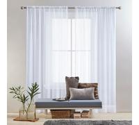 GAIFNAG Visillo Cortinas Habitacion 190 x 250 cm Cortinas con Aspecto de Lino, Modernas de Lino Aspecto Cortinas Dormitorio Visillos para Ventanas Salon/Cocina, Blanco