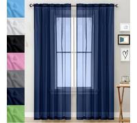 GAIFNAG Visillo Cortinas Habitacion 200 x 220 cm Aislantes Frío Calor Luz Cortinas Largas con Ojales Cortina de Gasa, Cortina Opaca Ventana para Decoración de Bodas, Azul Oscuro