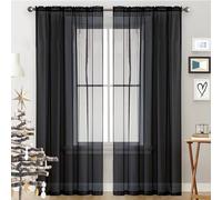 GAIFNAG Visillo Cortinas Habitacion 70 x 250 cm con Ojales Anti Luz Cortina Termica Aislantes Frio y Calor Ventana Visillos Salon, Cortinas Salon Opacas para Fiesta, Telón de Fondo, Negro