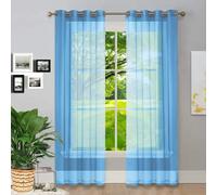 GAIFNAG Visillos Cortas para Ventanas 180 x 160 cm Cortinas con Aspecto de Lino, Modernas de Lino Aspecto Cortinas Dormitorio, con Ojales para Fiesta, Telón de Fondo, Azul Cielo