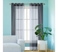 GAIFNAG Visillos Cortas para Ventanas 200 x 240 cm Cortinas con Aspecto de Lino, Modernas de Lino Aspecto Bonitas Cortinas Translucidas Visillos para Ventanas Salon/Cocina, Gris