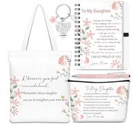 Gaillty Juego de 5 regalos de Navidad para hija, regalo inspirador para mi hija con bolsa de mano, bolsa de maquillaje, cuaderno, bolígrafo y llavero para Navidad, graduación, boda, de mamá y papá