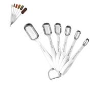 GAILY YOUTH Juego de 6 cucharas medidoras de acero inoxidable, cuchara medidora con unidades métricas y británicas para medir condimentos líquidos y secos (cuadrado plateado)