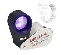GAIN EXPRESS Lupa de Joyero Iluminada 10x, Triple con 6 LED y luz UV para Gemas, Joyas, Monedas, Sellos, etc.