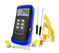 GAIN EXPRESS Tipo K Termoeléctrico Termómetro con 4 Sondas (Cableado y Acero Inoxidable) Doble Canal Alto Temperatura Kelvin Escala Metro Indicador