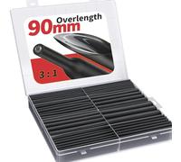 Gaine Thermorétractable, Eventronic 90mm Tube Thermorétractable Ratio 3:1, Kit de Tube de Câble Thermorétractable D'isolation Électrique avec Boîte (Noir / 200pcs)
