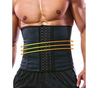 GainKee látex Hombres Cintura Entrenamiento corsés con Hueso de Acero Sudor Traje Sauna para Fitness, Negro