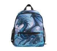 GAIREG Blue Cool Dragon Animal Mochila para niñas y niños pequeños con etiqueta de nombre, mini bolsa de viaje, Blue Cool Dragon Animal, 3-5 Years, Lindas mochilas