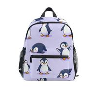 GAIREG Bonita mochila de pingüino morado con etiqueta de nombre, mochila de jardín de infantes para niños, Lindo pingüino de dibujos animados morado, 3-5 Years