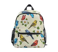 GAIREG Colorful Songbirds - Mochila para niño pequeño con etiqueta de nombre, mochilas para niños pequeños, Pájaros cantores coloridos, 6-8 Years, Lindas mochilas