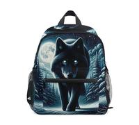 GAIREG Cool Wolf Moon Forest - Mochila para niña pequeña con etiqueta de nombre, mini mochilas escolares para niños preescolares, Cool Wolf Moon Forest, 3-5 Years, Lindas mochilas