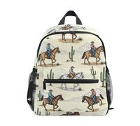 GAIREG Cowboys cabalgando caballos desierto cactus niño niña pequeña mochila con etiqueta de nombre, mochila escolar para niños pequeños, mochilas de jardín de infantes, Vaqueros montando cactus del