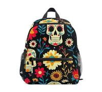 GAIREG Day Of Dead Skulls - Mochila para niña pequeña con etiqueta de nombre, mini mochilas preescolares, Calaveras del Día de los Muertos, 3-5 Years, Lindas mochilas
