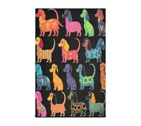 GAIREG Juego de 4 toallas absorbentes de 28 x 18 pulgadas con diseño de perro salchicha de colores en color negro