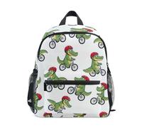 GAIREG Linda mochila de cocodrilo de dibujos animados para niños pequeños con etiqueta de nombre, mochila escolar para niños, color blanco, Lindos cocodrilos de dibujos animados, color blanco, 6-8