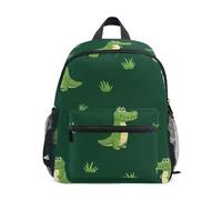 GAIREG Linda mochila de cocodrilo verde para niños pequeños con etiqueta de nombre, mochilas de jardín de infantes preescolar, Bonitos cocodrilos verdes, 6-8 Years, Lindas mochilas