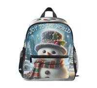 GAIREG Linda mochila de Navidad con etiqueta de nombre, mini mochilas escolares para niños, bolsa de viaje para libros, Bonito muñeco de nieve navideño, 3-5 Years, Lindas mochilas