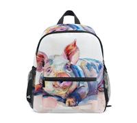 GAIREG Linda mochila divertida de cerdo de acuarela para niñas y niños, mini bolsa de viaje con etiqueta de nombre para niños, Bonito cerdo de acuarela divertido, 3-5 Years, Lindas mochilas