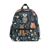 GAIREG Lindos animales, búho, oso, conejo, mochila para niña pequeña con etiqueta de nombre, mini mochilas escolares para niños, mochila de viaje, Cute Animals Owl Bear Rabbit, 6-8 Years, Lindas