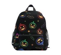 GAIREG Mochila de calabazas de neón brillante para niñas y niños pequeños con etiqueta de nombre, Calabazas de neón brillantes, 3-5 Years