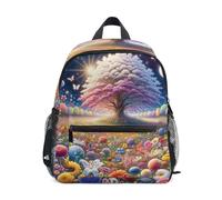 GAIREG Mochila de flores coloridas para niños y niñas, con etiqueta de nombre, mini mochilas de jardín de infantes, flores coloridas, 3-5 Years, Lindas mochilas