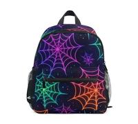 GAIREG Mochila de Halloween con telarañas de neón para niños y niñas, mochila de jardín de infantes para niños, Telarañas de neón para Halloween, 3-5 Years, Lindas mochilas