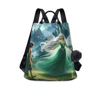 GAIREG Mochila de viaje para mujer con cremallera trasera y bolsillo antirrobo, Patrón de personajes de cuento de hadas