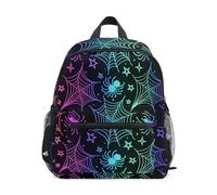GAIREG Mochila de viaje para niños pequeños con etiqueta de nombre, mochila de viaje para niños pequeños, Telarañas arcoíris neón, 6-8 Years, Lindas mochilas