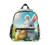 GAIREG Mochila escolar con diseño de conejo de Pascua para niños y niñas, con etiqueta de nombre, mini bolsa de viaje, Pollito de conejo de Pascua, 3-5 Years, Lindas mochilas