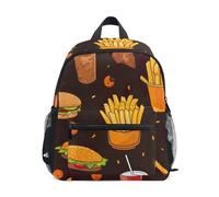 GAIREG Mochila para bebé con etiqueta para nombre, diseño de dibujos animados, comida rápida, color marrón, Cartoon Fast Food Brown, 6-8 Jahre, Mochilas lindas