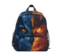 GAIREG Mochila para niña pequeña con diseño de búho naranja y azul con etiqueta de nombre, mini mochilas para libros de viaje para niños pequeños, Búho naranja y azul, 3-5 Years, Lindas mochilas