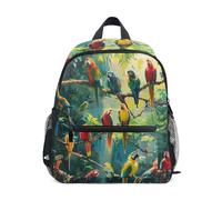 GAIREG Mochila para niña pequeña con etiqueta de nombre, mini mochila escolar para niños, bolsa de viaje, Pintura de loros, 3-5 Years, Lindas mochilas