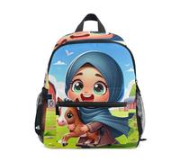 GAIREG Mochila para niños pequeños, niñas y niños, mochilas preescolares con etiqueta de nombre, mochilas para niños pequeños, Little Girl Happily Walks, 6-8 Years, Lindas mochilas