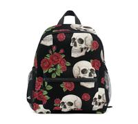 GAIREG - Mochila para niños pequeños y niñas, calaveras, rosas rojas vintage, mochilas preescolares con etiqueta nominativa, mini mochilas para niños, Cráneos Rosas rojas vintage, 3-5 Years, Mochilas